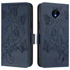 For Nokia C10 / C20 Embossed Rose RFID Anti-theft Leather Phone Case(Dark Blue) - 2