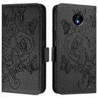 For Nokia C10 / C20 Embossed Rose RFID Anti-theft Leather Phone Case(Black) - 2