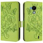 For Nokia C30 Embossed Rose RFID Anti-theft Leather Phone Case(Green) - 2