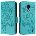 For Nokia C30 Embossed Rose RFID Anti-theft Leather Phone Case(Light Blue) - 2