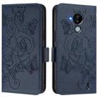 For Nokia C30 Embossed Rose RFID Anti-theft Leather Phone Case(Dark Blue) - 2
