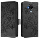 For Nokia C30 Embossed Rose RFID Anti-theft Leather Phone Case(Black) - 2