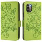 For Nokia G21 / G11 Embossed Rose RFID Anti-theft Leather Phone Case(Green) - 2