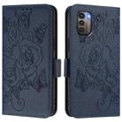 For Nokia G21 / G11 Embossed Rose RFID Anti-theft Leather Phone Case(Dark Blue) - 2