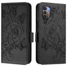 For Nokia G21 / G11 Embossed Rose RFID Anti-theft Leather Phone Case(Black) - 2
