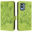 For Nokia X30 5G Embossed Rose RFID Anti-theft Leather Phone Case(Green) - 2
