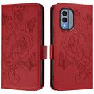 For Nokia X30 5G Embossed Rose RFID Anti-theft Leather Phone Case(Red) - 2