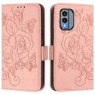 For Nokia X30 5G Embossed Rose RFID Anti-theft Leather Phone Case(Pink) - 2