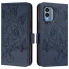 For Nokia X30 5G Embossed Rose RFID Anti-theft Leather Phone Case(Dark Blue) - 2