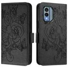 For Nokia X30 5G Embossed Rose RFID Anti-theft Leather Phone Case(Black) - 2