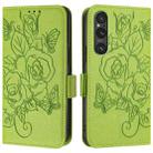 For Sony Xperia 1 V Embossed Rose RFID Anti-theft Leather Phone Case(Green) - 2