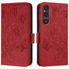 For Sony Xperia 1 V Embossed Rose RFID Anti-theft Leather Phone Case(Red) - 2