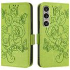 For Sony Xperia 1 VI Embossed Rose RFID Anti-theft Leather Phone Case(Green) - 2