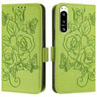 For Sony Xperia 5 IV Embossed Rose RFID Anti-theft Leather Phone Case(Green) - 2