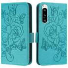 For Sony Xperia 5 IV Embossed Rose RFID Anti-theft Leather Phone Case(Light Blue) - 2