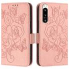 For Sony Xperia 5 IV Embossed Rose RFID Anti-theft Leather Phone Case(Pink) - 2