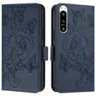 For Sony Xperia 5 IV Embossed Rose RFID Anti-theft Leather Phone Case(Dark Blue) - 2