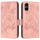 For Sony Xperia 5 V Embossed Rose RFID Anti-theft Leather Phone Case(Pink) - 2