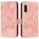 For Sony Xperia 10 V 4G Embossed Rose RFID Anti-theft Leather Phone Case(Pink) - 2