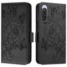 For Sony Xperia 10 V 4G Embossed Rose RFID Anti-theft Leather Phone Case(Black) - 2