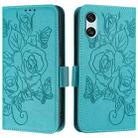 For Sony Xperia 10 VI Embossed Rose RFID Anti-theft Leather Phone Case(Light Blue) - 2