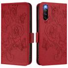 For Sony Xperia 10 IV Embossed Rose RFID Anti-theft Leather Phone Case(Red) - 3