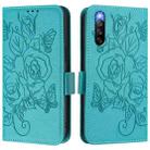 For Sony Xperia 10 IV Embossed Rose RFID Anti-theft Leather Phone Case(Light Blue) - 3