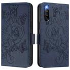 For Sony Xperia 10 IV Embossed Rose RFID Anti-theft Leather Phone Case(Dark Blue) - 3