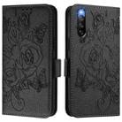 For Sony Xperia 10 IV Embossed Rose RFID Anti-theft Leather Phone Case(Black) - 3