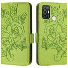 For ZTE Blade A52 Embossed Rose RFID Anti-theft Leather Phone Case(Green) - 2