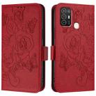 For ZTE Blade A52 Embossed Rose RFID Anti-theft Leather Phone Case(Red) - 2