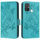 For ZTE Blade A52 Embossed Rose RFID Anti-theft Leather Phone Case(Light Blue) - 2