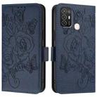 For ZTE Blade A52 Embossed Rose RFID Anti-theft Leather Phone Case(Dark Blue) - 2
