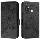 For ZTE Blade A52 Embossed Rose RFID Anti-theft Leather Phone Case(Black) - 2