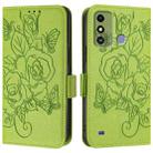 For ZTE Blade A53 Embossed Rose RFID Anti-theft Leather Phone Case(Green) - 2