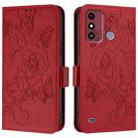 For ZTE Blade A53 Embossed Rose RFID Anti-theft Leather Phone Case(Red) - 2