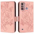 For ZTE Blade A53 Embossed Rose RFID Anti-theft Leather Phone Case(Pink) - 2