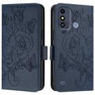 For ZTE Blade A53 Embossed Rose RFID Anti-theft Leather Phone Case(Dark Blue) - 2