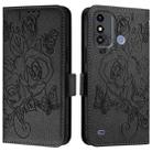 For ZTE Blade A53 Embossed Rose RFID Anti-theft Leather Phone Case(Black) - 2