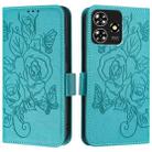 For ZTE Blade A73 4G Embossed Rose RFID Anti-theft Leather Phone Case(Light Blue) - 2