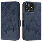 For ZTE Blade A73 4G Embossed Rose RFID Anti-theft Leather Phone Case(Dark Blue) - 2