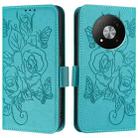 For ZTE Blade A73 5G Embossed Rose RFID Anti-theft Leather Phone Case(Light Blue) - 2