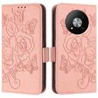 For ZTE Blade A73 5G Embossed Rose RFID Anti-theft Leather Phone Case(Pink) - 2