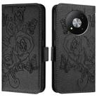 For ZTE Blade A73 5G Embossed Rose RFID Anti-theft Leather Phone Case(Black) - 2