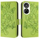 For ZTE Blade V40s Embossed Rose RFID Anti-theft Leather Phone Case(Green) - 2