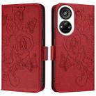 For ZTE Blade V40s Embossed Rose RFID Anti-theft Leather Phone Case(Red) - 2