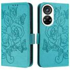 For ZTE Blade V40s Embossed Rose RFID Anti-theft Leather Phone Case(Light Blue) - 2