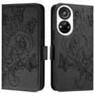 For ZTE Blade V40s Embossed Rose RFID Anti-theft Leather Phone Case(Black) - 2