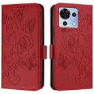 For ZTE Blade V50 Vita Embossed Rose RFID Anti-theft Leather Phone Case(Red) - 2