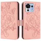 For ZTE Blade V50 Vita Embossed Rose RFID Anti-theft Leather Phone Case(Pink) - 2